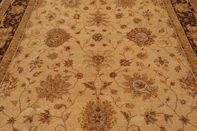 8'10"x 11'10" Hand Knotted 100% Wool Agra Traditional Oriental Area Rug Tan