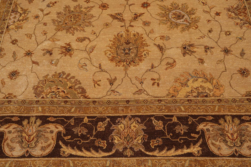 8'10"x 11'10" Hand Knotted 100% Wool Agra Traditional Oriental Area Rug Tan
