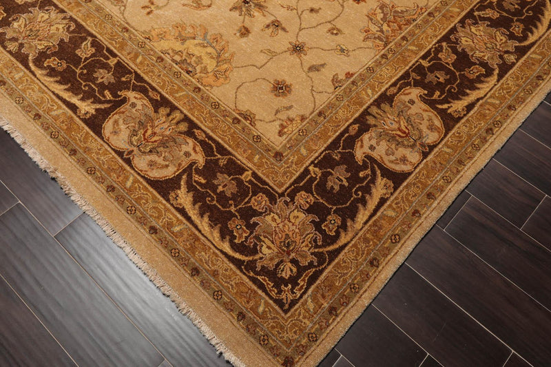 8'10"x 11'10" Hand Knotted 100% Wool Agra Traditional Oriental Area Rug Tan