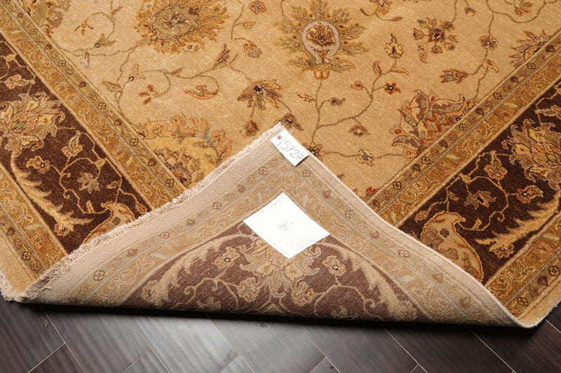 8'10"x 11'10" Hand Knotted 100% Wool Agra Traditional Oriental Area Rug Tan