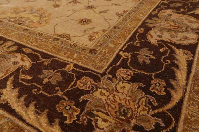 8'10"x 11'10" Hand Knotted 100% Wool Agra Traditional Oriental Area Rug Tan