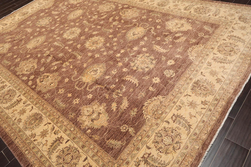 8'8" x 11'9" Hand Knotted 100% Wool Chobi Peshawar Traditional Area Rug Brown