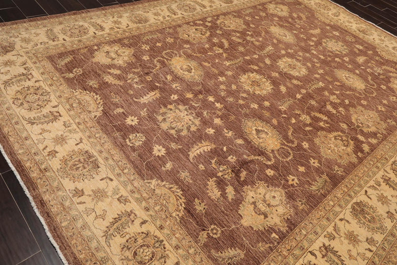 8'8" x 11'9" Hand Knotted 100% Wool Chobi Peshawar Traditional Area Rug Brown