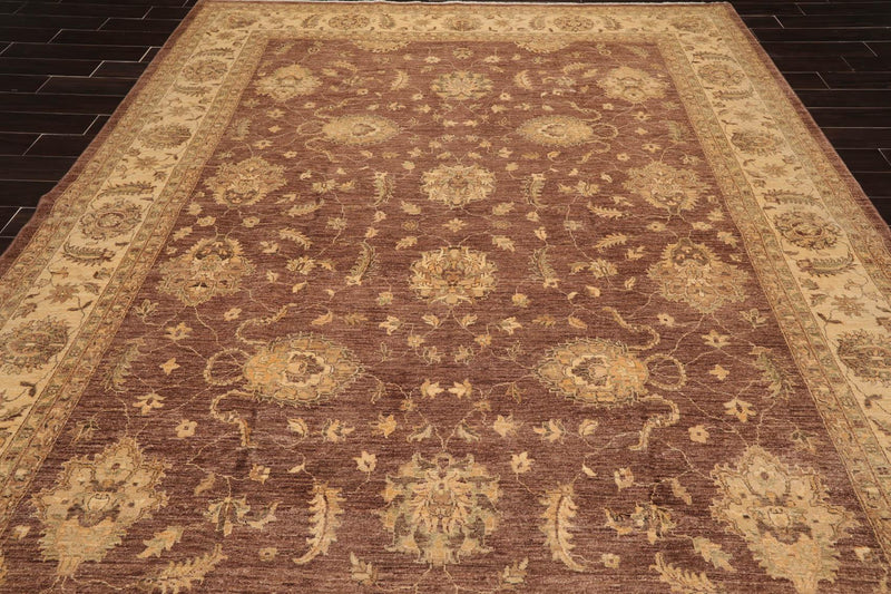 8'8" x 11'9" Hand Knotted 100% Wool Chobi Peshawar Traditional Area Rug Brown