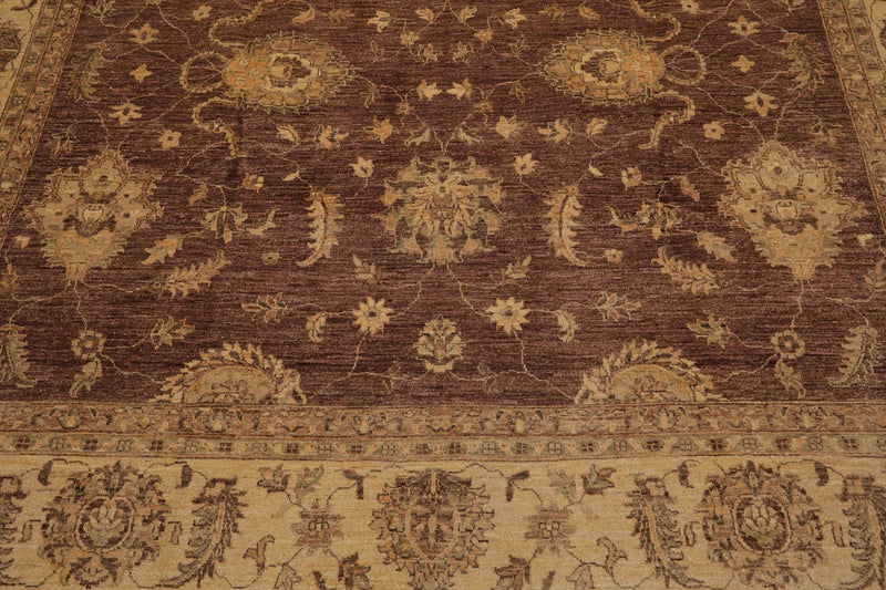 8'8" x 11'9" Hand Knotted 100% Wool Chobi Peshawar Traditional Area Rug Brown
