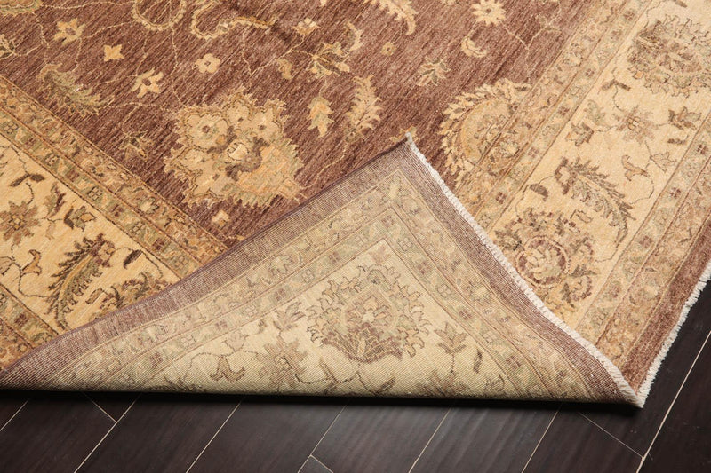 8'8" x 11'9" Hand Knotted 100% Wool Chobi Peshawar Traditional Area Rug Brown