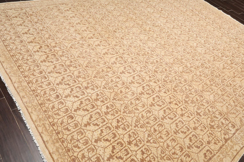 8'8" x 11'8" Hand Knotted 100% Wool Oriental Transitional Area Rug Beige