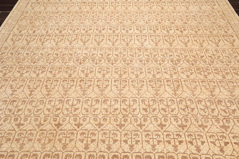8'8" x 11'8" Hand Knotted 100% Wool Oriental Transitional Area Rug Beige