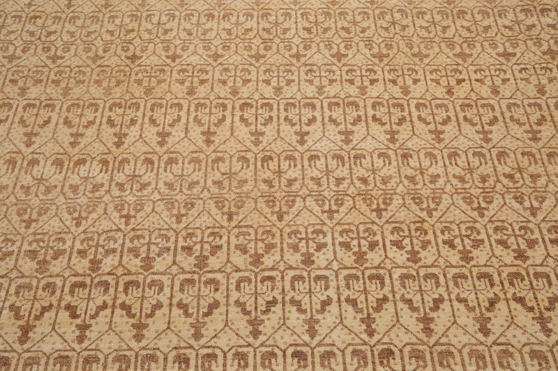 8'8" x 11'8" Hand Knotted 100% Wool Oriental Transitional Area Rug Beige