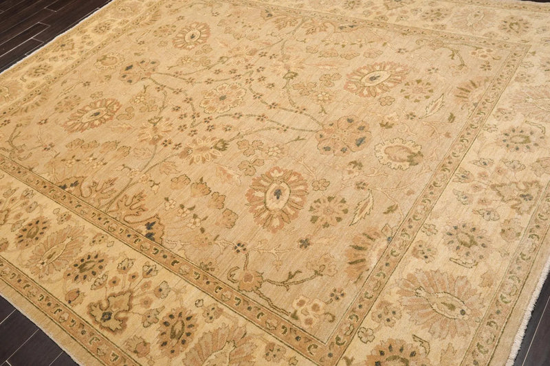 8'1'' x 9'10'' Hand Knotted 100% Wool Peshawar Traditional Oriental Area Rug Tan