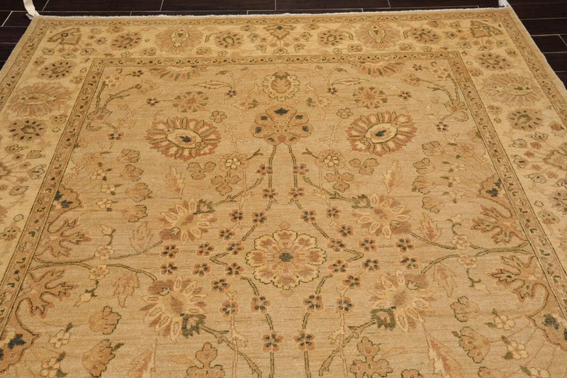 8'1'' x 9'10'' Hand Knotted 100% Wool Peshawar Traditional Oriental Area Rug Tan