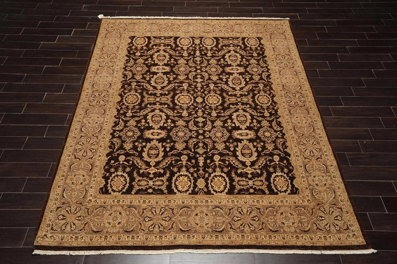 7'11'' x 10'2'' Hand Knotted 100% Wool Peshawar Oriental Area Rug Dark Chocolate
