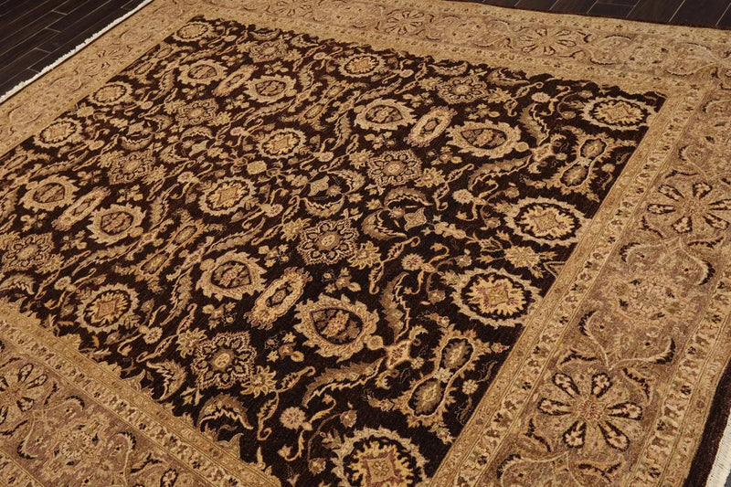 7'11'' x 10'2'' Hand Knotted 100% Wool Peshawar Oriental Area Rug Dark Chocolate
