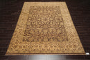 8'7" x 12' Hand Knotted 100% Wool Kashan Botanical Muted Earth Tones Area Rug