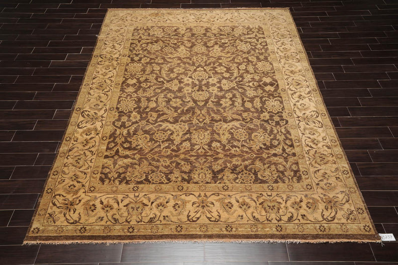 8'7" x 12' Hand Knotted 100% Wool Kashan Botanical Muted Earth Tones Area Rug