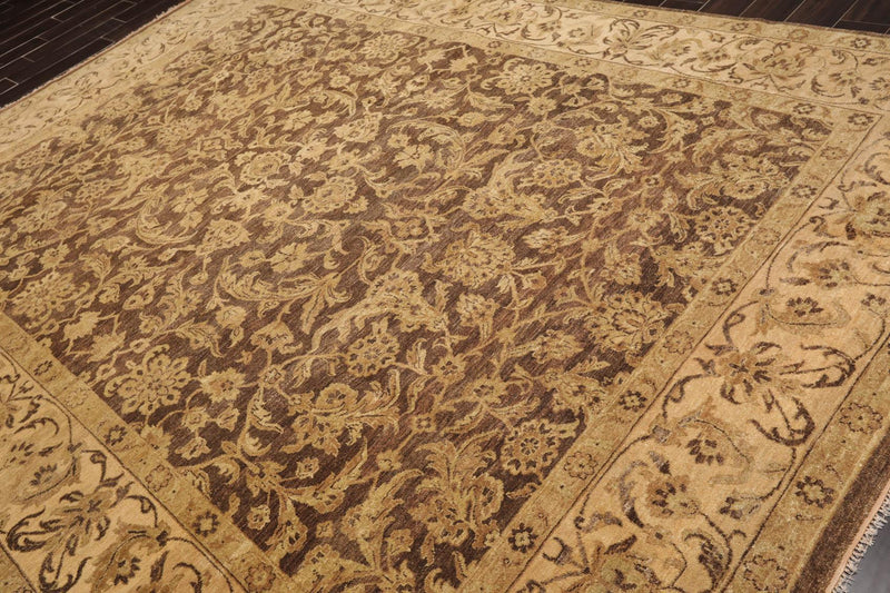 8'7" x 12' Hand Knotted 100% Wool Kashan Botanical Muted Earth Tones Area Rug