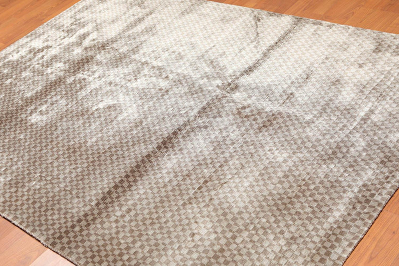 5'3" x 7'7" Handmade Graphic 100% Bamboo silk Flatweave Area Rug Gray