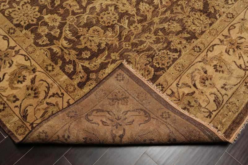 8'7" x 12' Hand Knotted 100% Wool Kashan Botanical Muted Earth Tones Area Rug