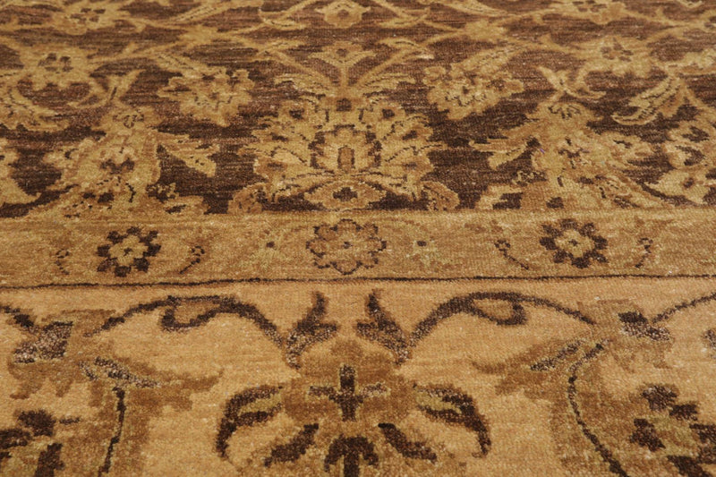 8'7" x 12' Hand Knotted 100% Wool Kashan Botanical Muted Earth Tones Area Rug