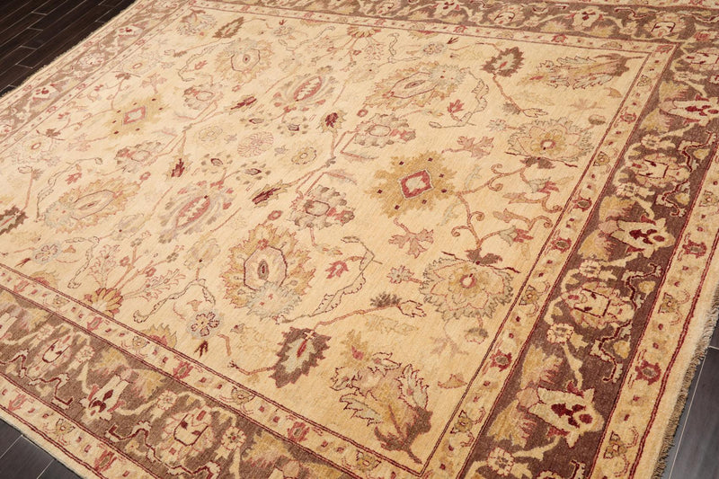 7'9"x 10'3" Hand Knotted Wool Peshawar Traditional Oriental Area Rug Beige Brown
