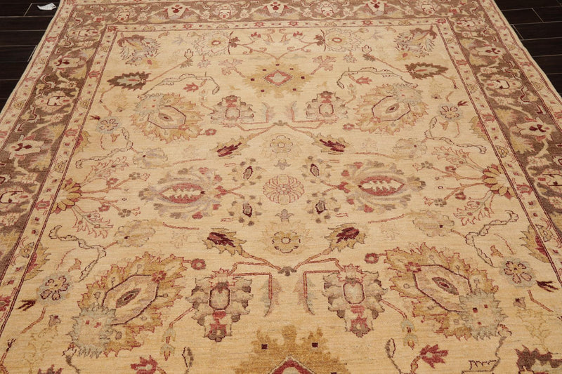 7'9"x 10'3" Hand Knotted Wool Peshawar Traditional Oriental Area Rug Beige Brown