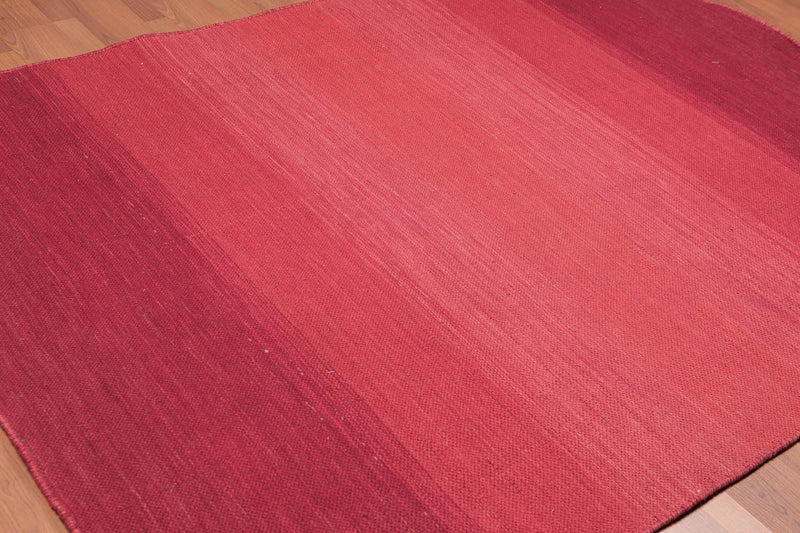 5'7" x 7'6" Ombre Handmade 100% Wool Flatweave Area Rug Modern Red