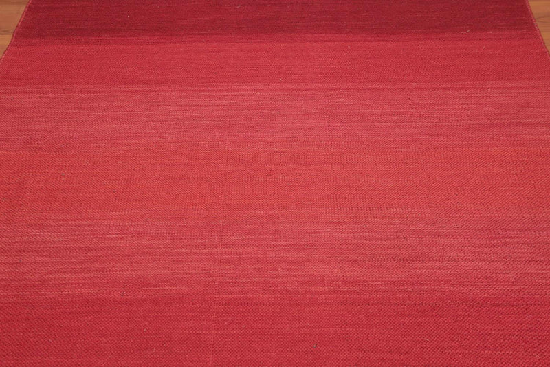 5'7" x 7'6" Ombre Handmade 100% Wool Flatweave Area Rug Modern Red