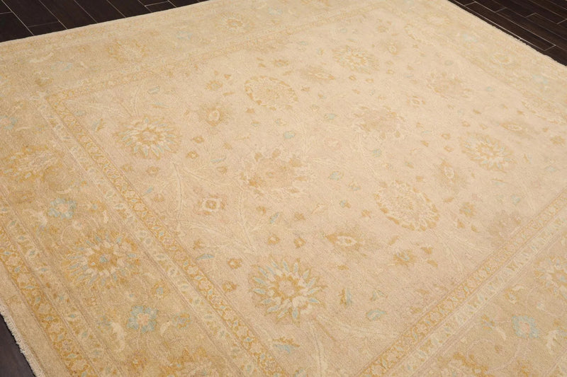 8' x 9'11'' Hand Knotted Muted 100% Wool Peshawar Design Area Rug Beige