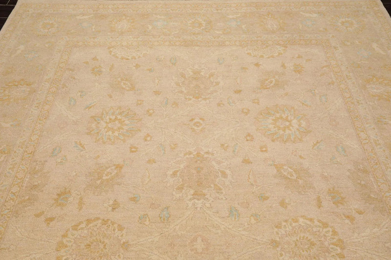 8' x 9'11'' Hand Knotted Muted 100% Wool Peshawar Design Area Rug Beige