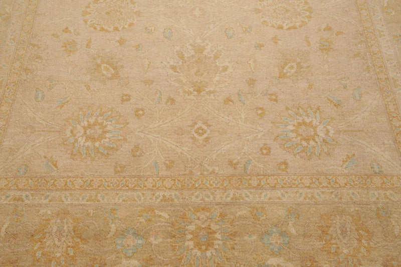 8' x 9'11'' Hand Knotted Muted 100% Wool Peshawar Design Area Rug Beige