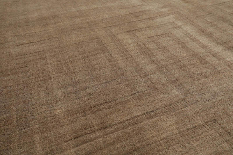 5'1" x 8' Hand Knotted Wool High Low Pile Geometric Indo Tibetan Area Rug Gray