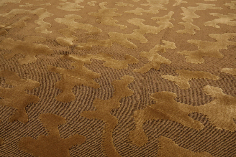 6'3" x 9' Hand Knotted Loop & Cut Pile Wool Tibetan Oriental Area Rug Brown