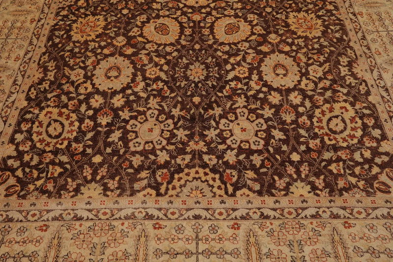 8'10'' x 12'5'' Hand Knotted Wool Peshawar Traditional Oriental Area Rug Brown