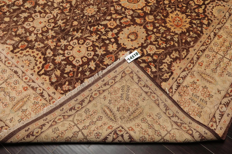 8'10'' x 12'5'' Hand Knotted Wool Peshawar Traditional Oriental Area Rug Brown