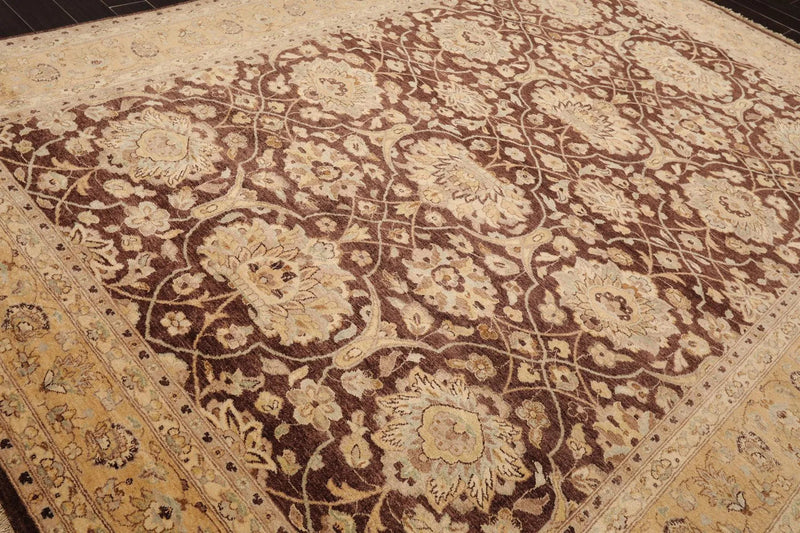8'9'' x 12' Hand Knotted 100% Wool Peshawar Traditional Oriental Area Rug Brown