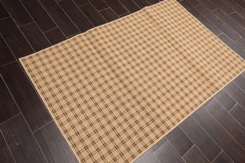3'9" x 5'11" Contemporary 100% Wool Area Rug Tan