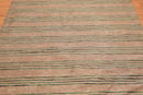5' x 6'6" Handmade Broad Stripes Dhurrry Area Rug Contemporary Brown