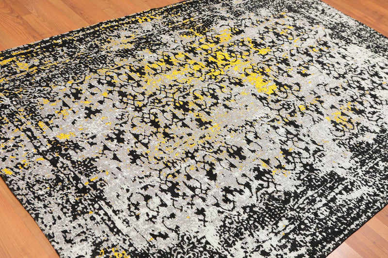 5'2" x 7'5" Handmade Erased Pattern Flatweave Area Rug Contemporary Beige