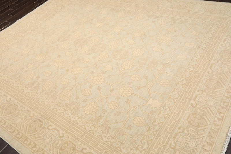 8'2'' x 10'1'' Hand Knotted 100% Wool Peshawar Traditional Muted Area Rug Beige