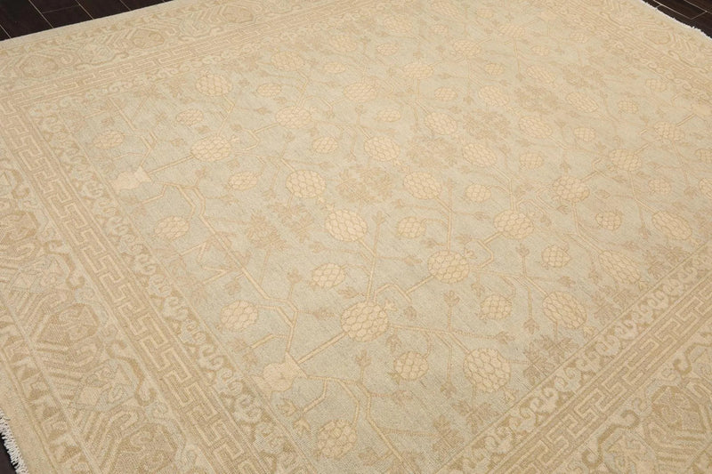 8'2'' x 10'1'' Hand Knotted 100% Wool Peshawar Traditional Muted Area Rug Beige