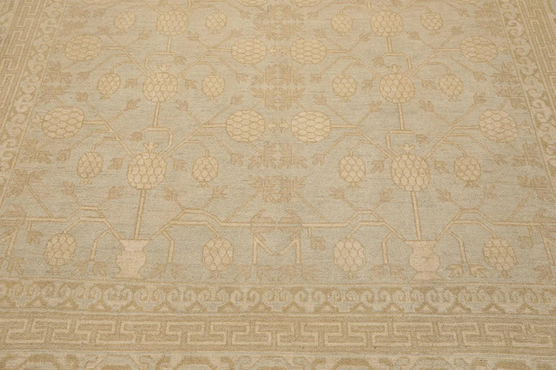 8'2'' x 10'1'' Hand Knotted 100% Wool Peshawar Traditional Muted Area Rug Beige