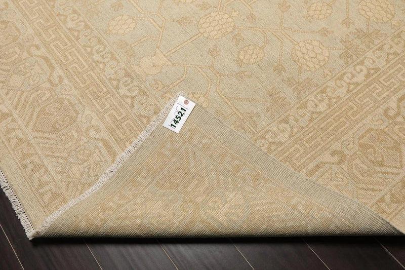 8'2'' x 10'1'' Hand Knotted 100% Wool Peshawar Traditional Muted Area Rug Beige