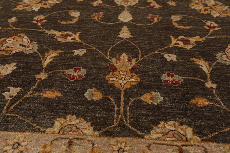 7'11" x 10' Hand Knotted Wool Peshawar Traditional Oriental Area Rug Brown Beige