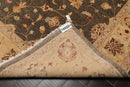 7'11" x 10' Hand Knotted Wool Peshawar Traditional Oriental Area Rug Brown Beige