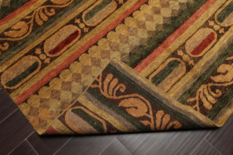 7'10" x 9'9" Hand Knotted Wool Transitional Tibetan Area Rug Gold