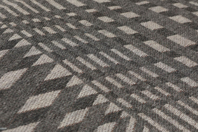 5'4" x 7'8" Hand Woven 100% Wool Flatweave Area Rug Contemporary Gray