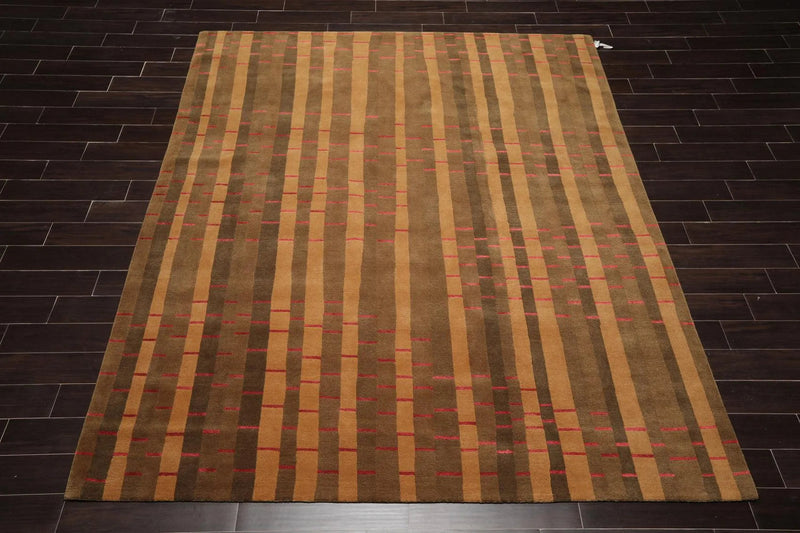 8'x10' Hand Knotted Tibetan 100% Wool Modern & Contemporary Oriental Area Rug Brown