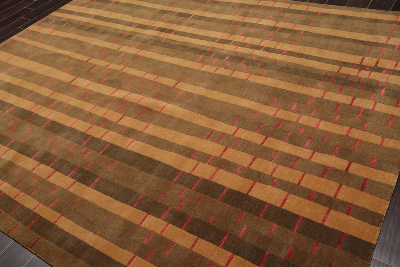 8'x10' Hand Knotted Tibetan 100% Wool Modern & Contemporary Oriental Area Rug Brown