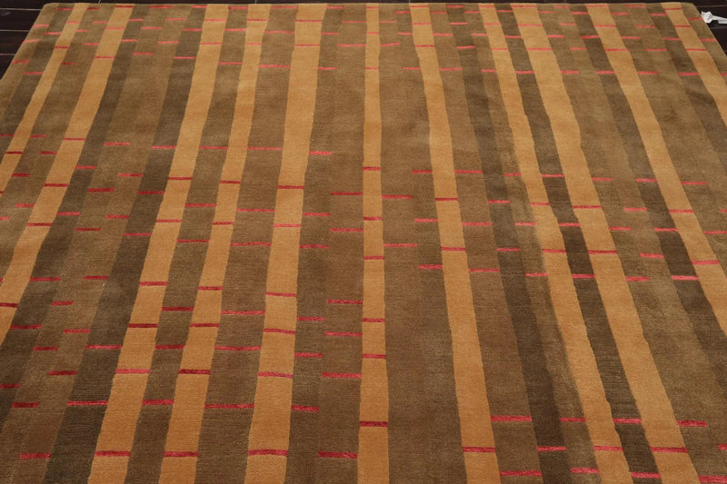 8'x10' Hand Knotted Tibetan 100% Wool Modern & Contemporary Oriental Area Rug Brown