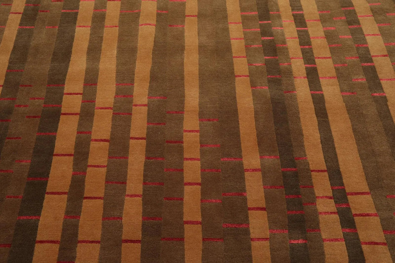 8'x10' Hand Knotted Tibetan 100% Wool Modern & Contemporary Oriental Area Rug Brown